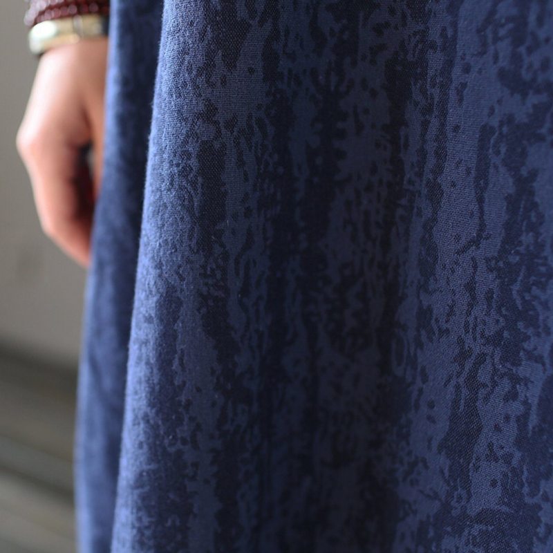 Robe Jacquard Col Rond Coton Lin