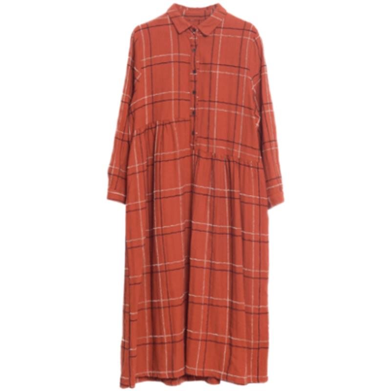 Robe En Lin Et Coton À Manches Longues D'automne