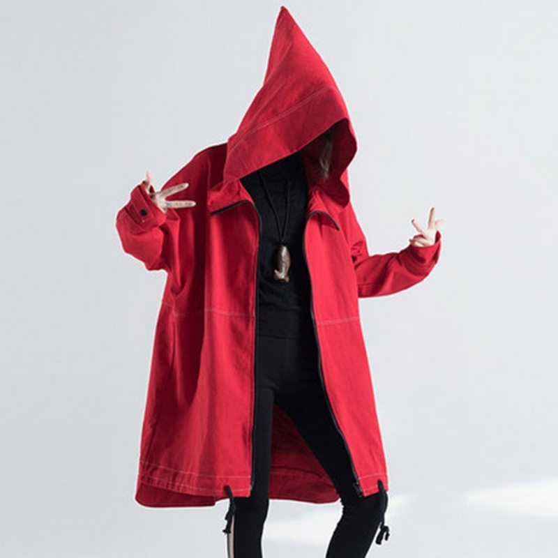 Manteau Coupe-vent Ample À Capuche Et À Pointes Solides