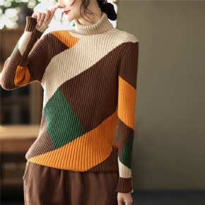 Pull En Tricot Fin À Col Roulé Assorti Aux Couleurs Vintage D'hiver