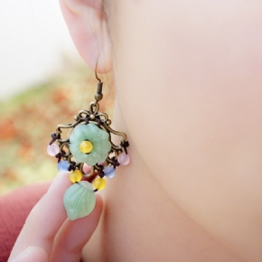 Boucles D'oreilles En Alliage De Glaçure Colorée Vintage