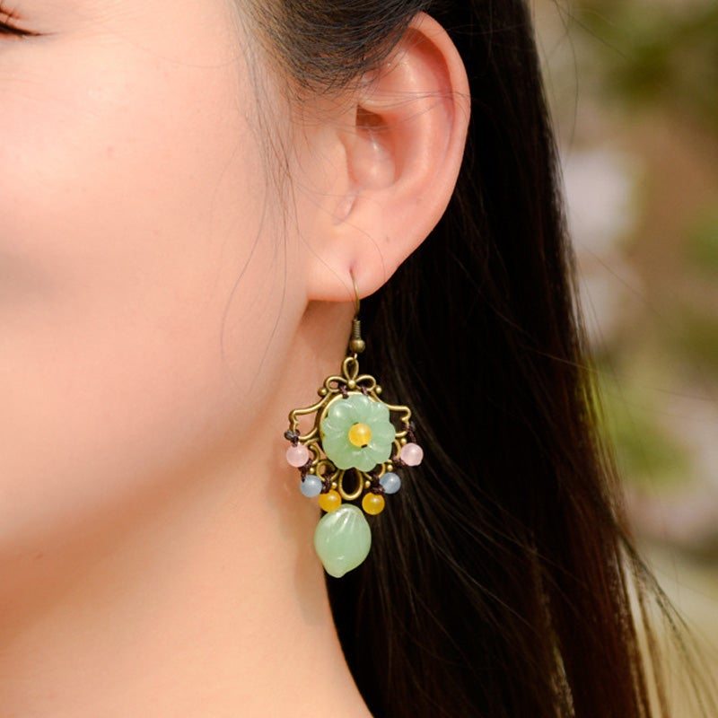 Boucles D'oreilles En Alliage De Glaçure Colorée Vintage