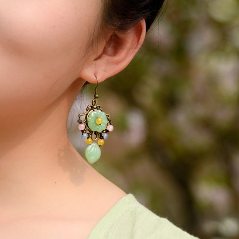 Boucles D'oreilles En Alliage De Glaçure Colorée Vintage
