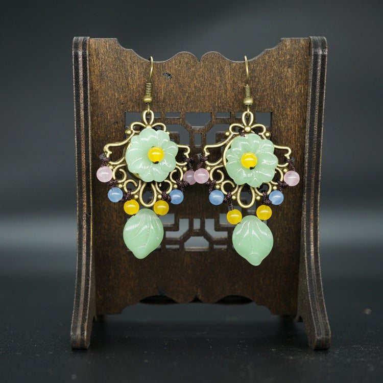 Boucles D'oreilles En Alliage De Glaçure Colorée Vintage