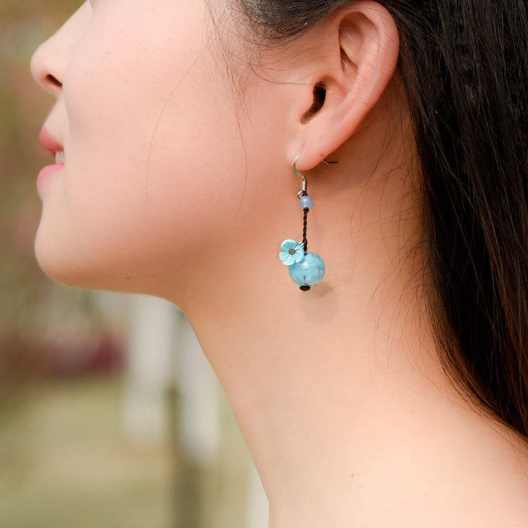 Boucles D'oreilles Coquillages Glacis Colorés Vintage Pour Femmes
