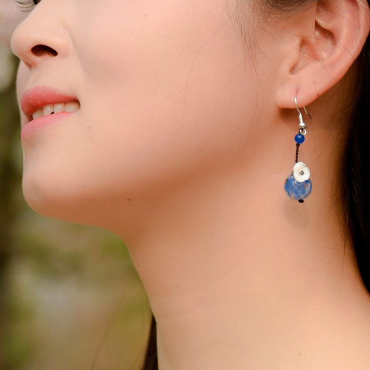Boucles D'oreilles Coquillages Glacis Colorés Vintage Pour Femmes