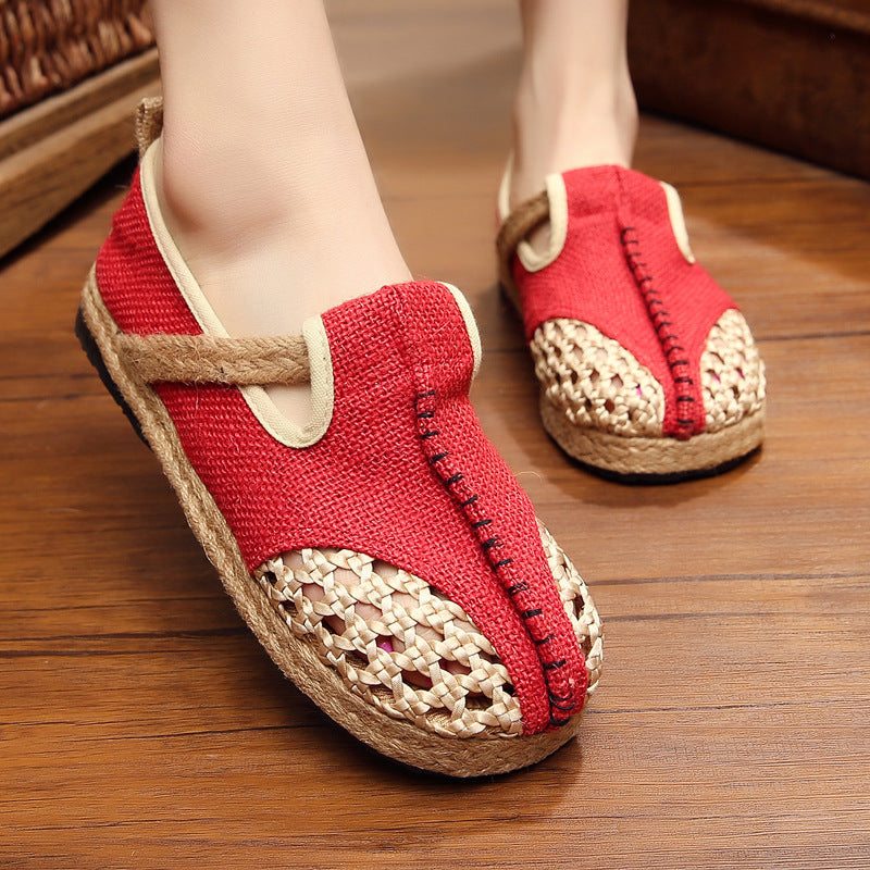 Chaussures Décontractées En Lin Creux Pour Femmes Printemps Été