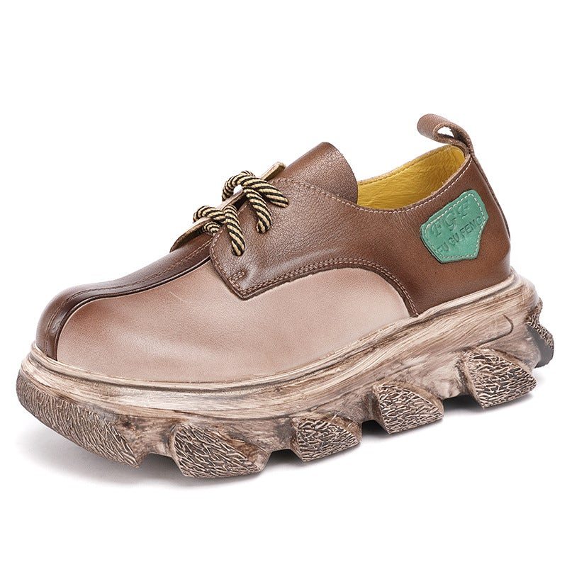 Chaussures Décontractées À Plateforme En Cuir De Couleur Assortie Au Printemps