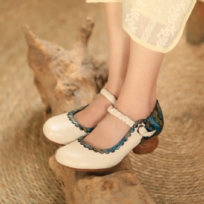 Mocassins En Cuir Décontractés Pour Femmes De Couleur Assortie Vintage