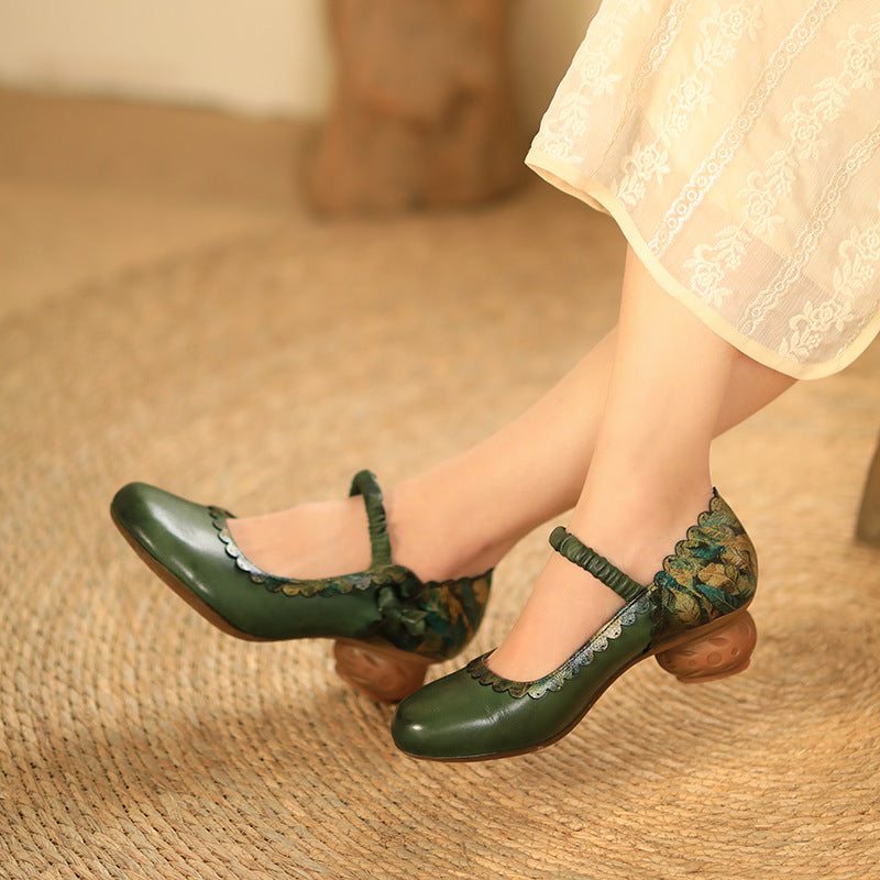 Mocassins En Cuir Décontractés Pour Femmes De Couleur Assortie Vintage