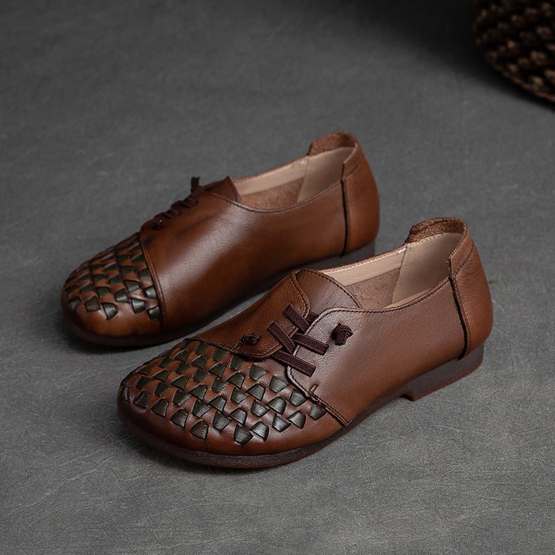 Mocassins Plats Rétro Décontractés En Cuir D'été