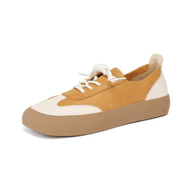 Printemps Femmes Chaussures Décontractées À Laçage En Cuir Rétro