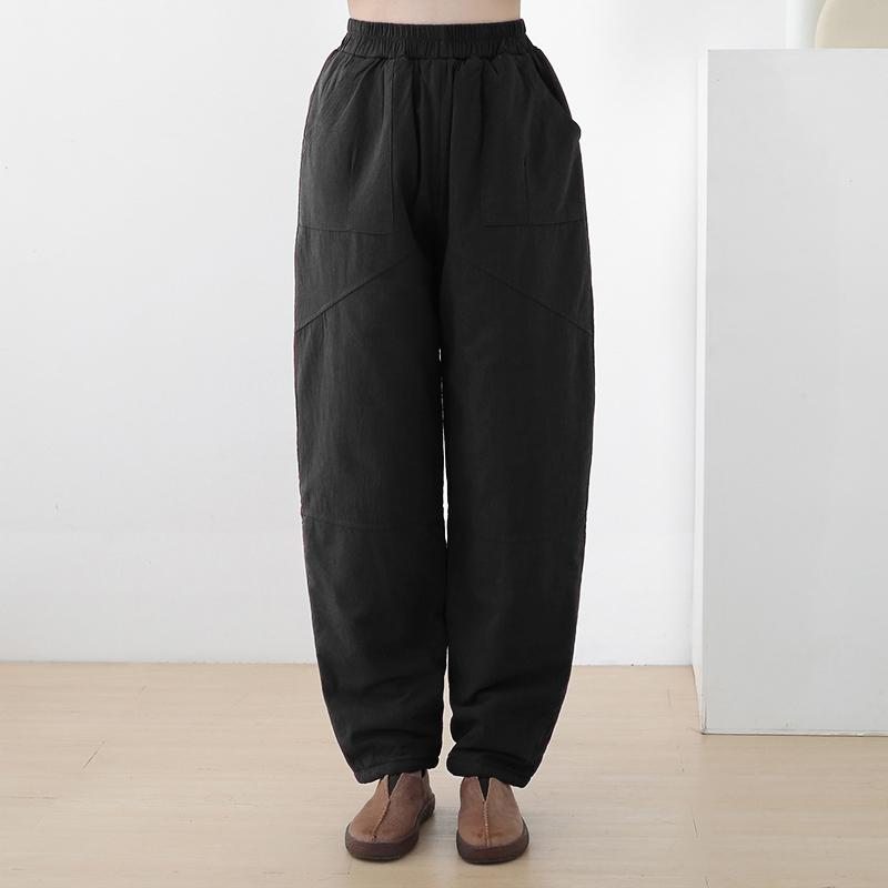 Pantalon D'hiver Ample En Coton Et Lin Pour Femmes