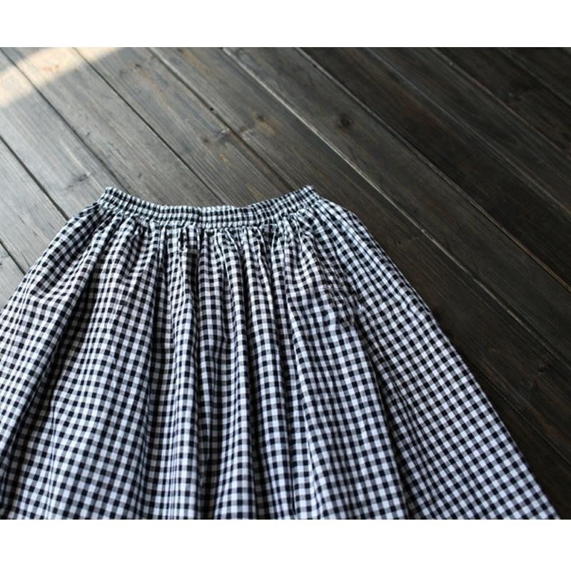 Jupe Femme Ample À Carreaux En Coton Vintage